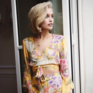 SPELL Blue Skies Wrap Top - S